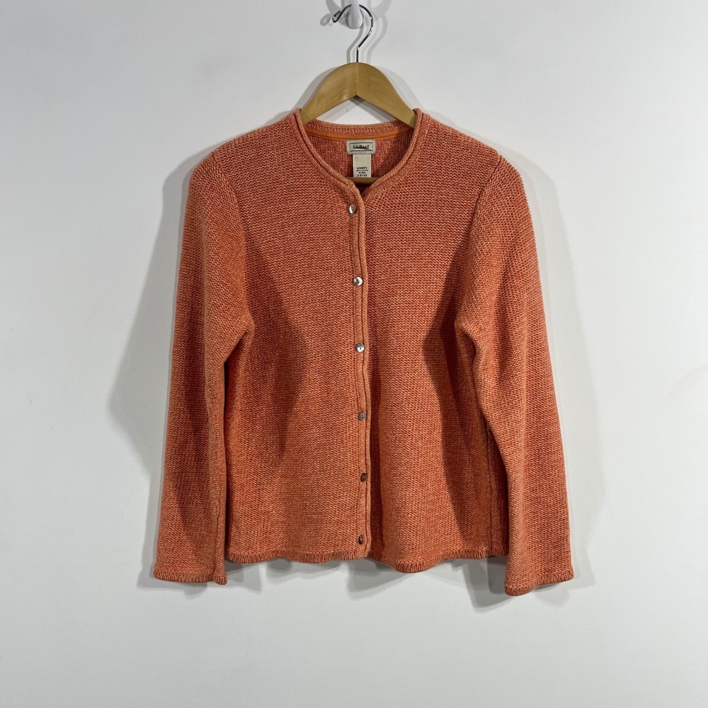LL Bean Granola VTG 90s Folk Indie Knit Button Front Cardigan Sweater Medium